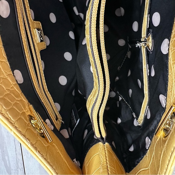 Anne Klein Vibrant Yellow Croc-Embossed Tote Gold Hardware Chain Handle Vibrant - Picture 3 of 15